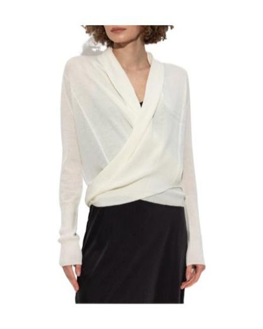 AllSaints White Draped Knit Top