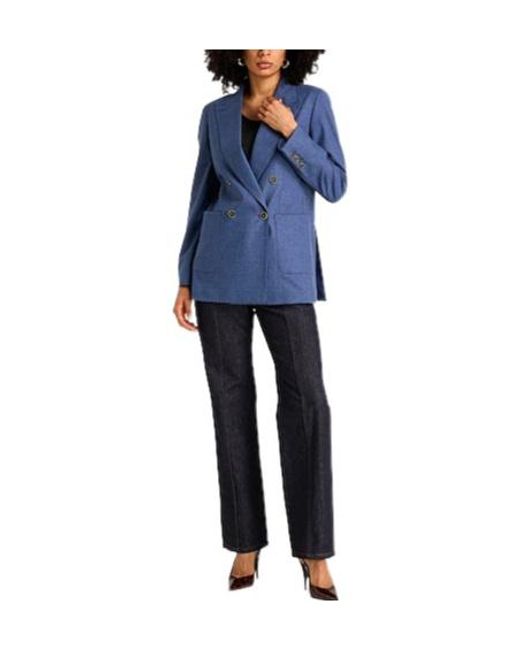 Max Mara Blue Minimalist Doublebreasted Blazer Jacket