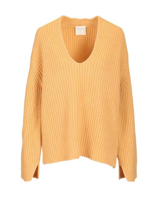 Forte Forte Women's Orange Wool Cashmere Half Cardigan Stitch Sweater