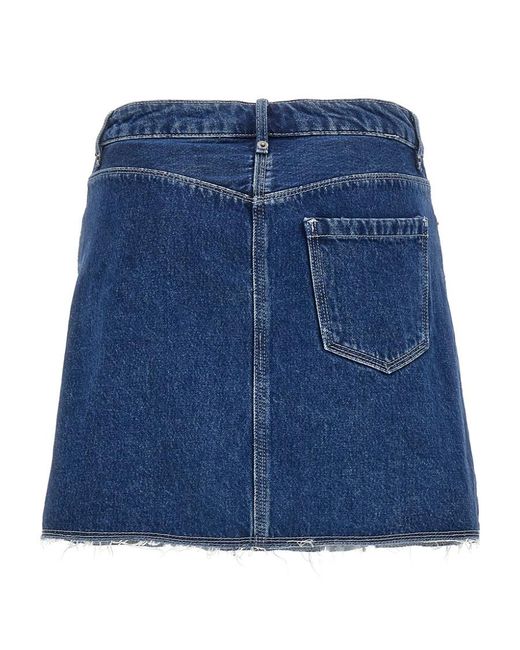 A.P.C. Blue Raw-Hem Denim Miniskirt