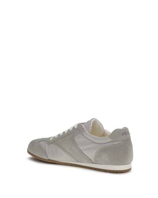 Prada Gray Logo-Detailed Lace-Up Sneakers for men