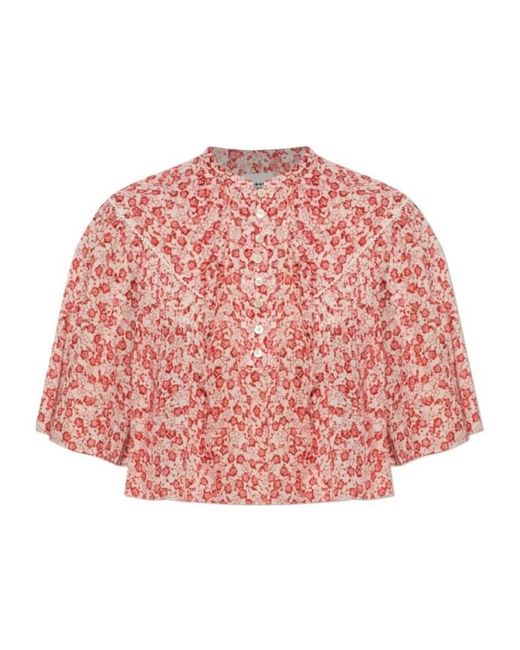 Isabel Marant Red Isabel Marant Étoile Veelia Floral Button Top