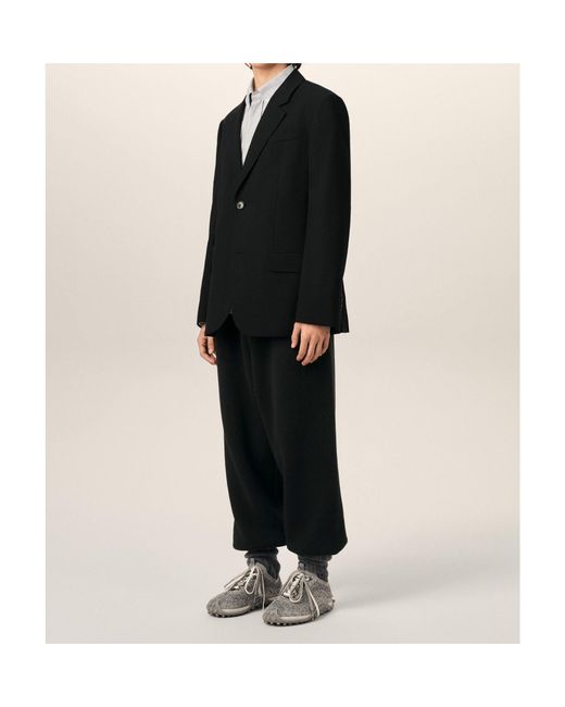 AMI Black Single Breasted Straight-Fit Wool Blazer for men
