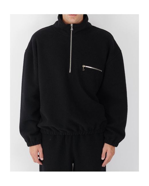 Rier Blue Half-Zip Fleece Sweatshirt for men
