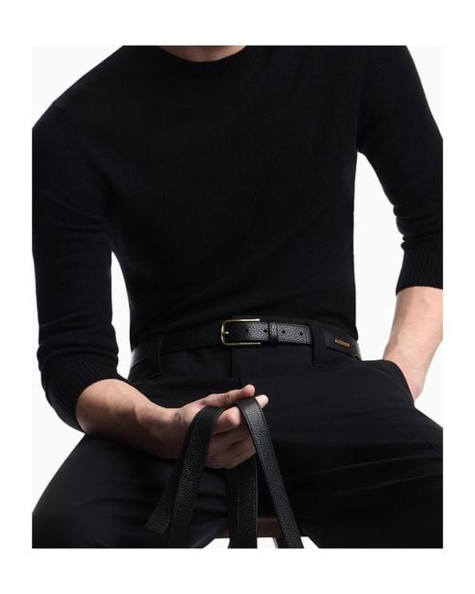 Emporio Armani Black Plain-Knit Pure Cashmere Jumper for men