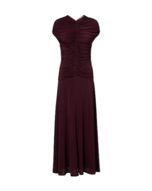 TOVE Purple Avita Ruched Jersey Maxi Dress