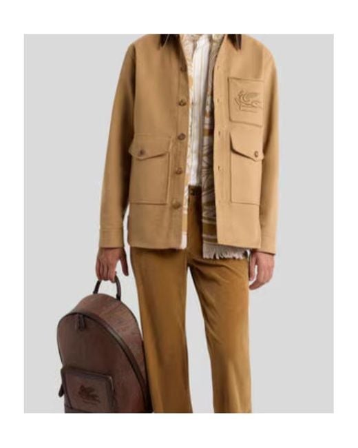 Etro Natural Pegaso Embroidered Flap Pocket Jacket for men