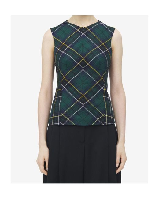 Alexander McQueen Green Wool Tartan Top