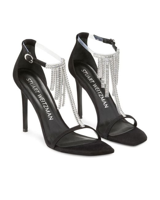 Stuart Weitzman White Logo High-Heeled Sandals