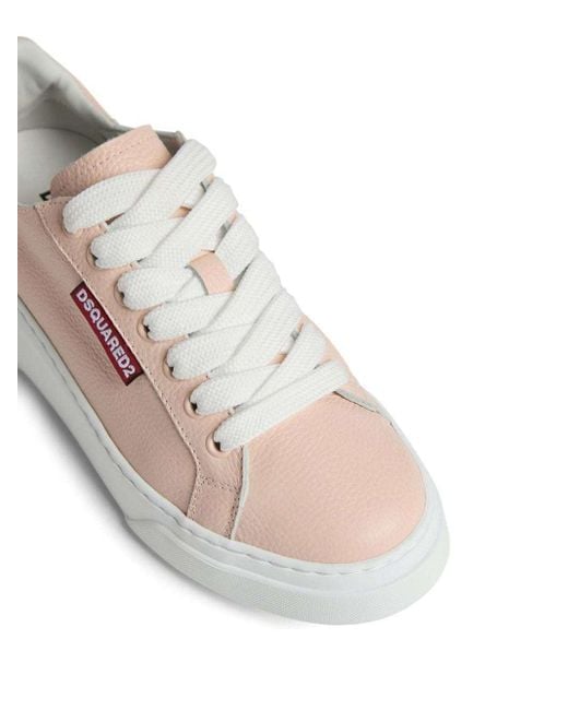 DSquared² Pink Logo-Embossed Round-Toe Lace-Up Sneakers