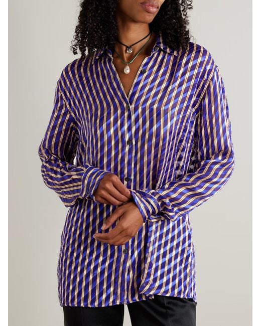 Dries Van Noten Purple Clavelly Striped Shirt