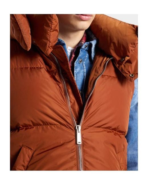 DSquared² Brown Hooded Down Vest for men