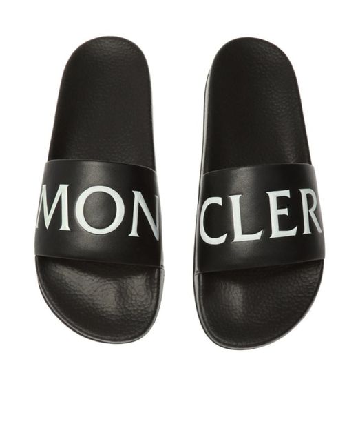 Moncler Black Logo Embossed Slides