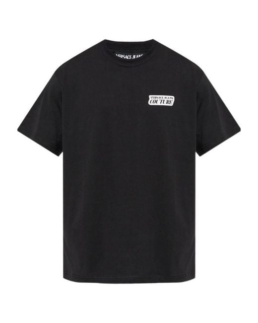 Versace Black Jeans Couture Logo Printed Crewneck T-Shirt for men