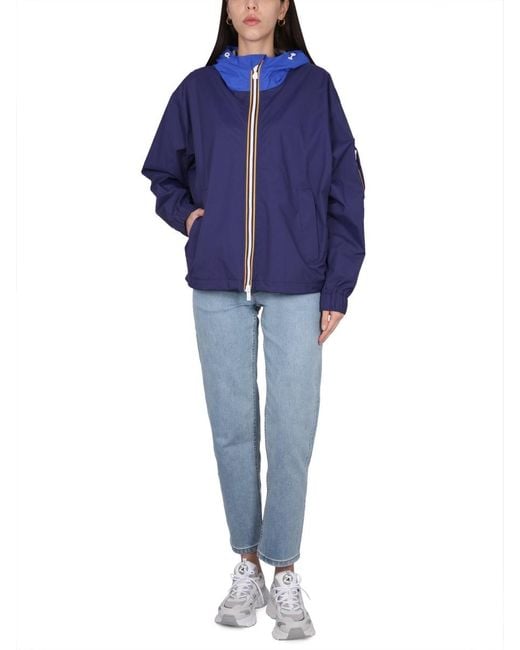 K-Way Blue Rd Zip-Up Hooded Jacket for men