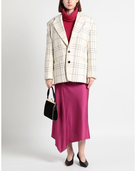 Marni Natural Single-Breasted Plaid Wool Blazer