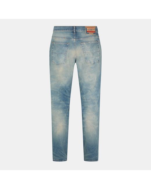 DIESEL Blue Solid Color Tapered Jeans for men