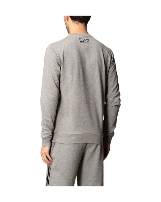 EA7 Gray Logo-Print Round Neck Sweatshirt for men