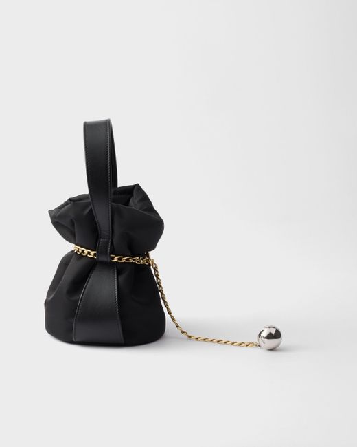 Prada Black Petit Sac Noir Mini Re-Nylon And Nappa Leather Bucket Bag