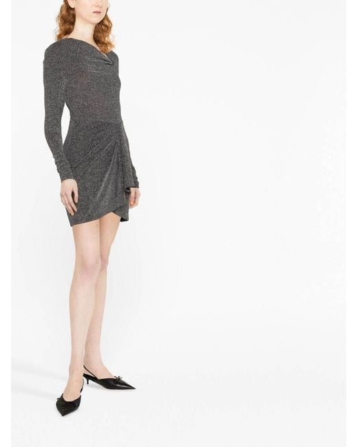 Isabel Marant Gray Shimmer Asymmetric-Neck Top