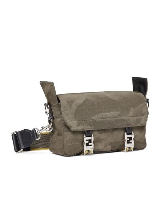 Fendi Gray Flow Small- Patchwork Nylon Bag for men