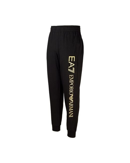 EA7 Black Logo Pattern Sweatpants for men