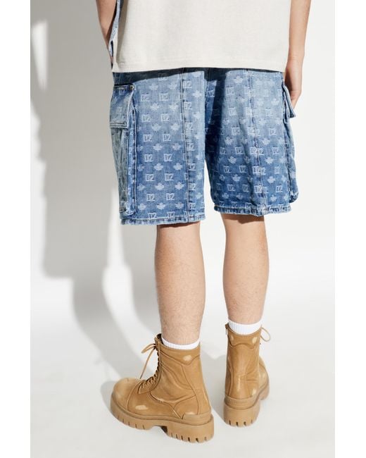 DSquared² Blue Light Wash Utility Shorts for men