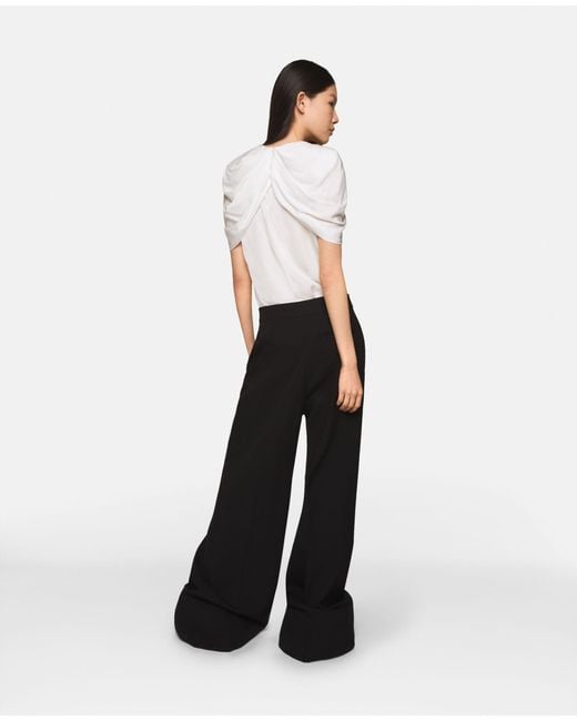 Stella McCartney White Draped Shoulder Asymmetric Satin Top