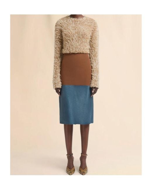 Marni Blue Wool Skirt With Pony Hair Insert