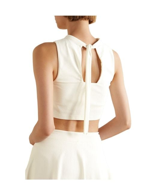 Marysia Swim Natural Victoria Cutout Stretch-Seersucker Tennis Top