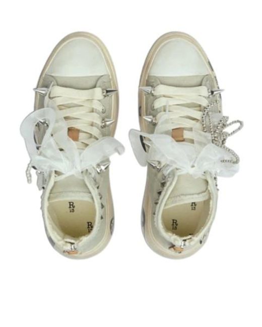 R13 Natural Embellished Platform High-Top Sneakers
