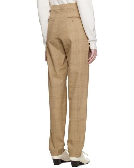 Lemaire Natural Straight-Leg Checked Pants