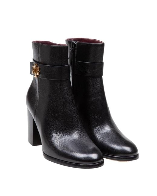Tory Burch Black T Lock Heeled Ankle Boots