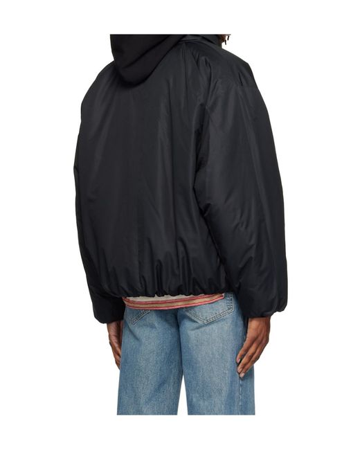 Wooyoungmi Black Logo-Print Zip-Up Bomber Jacket for men
