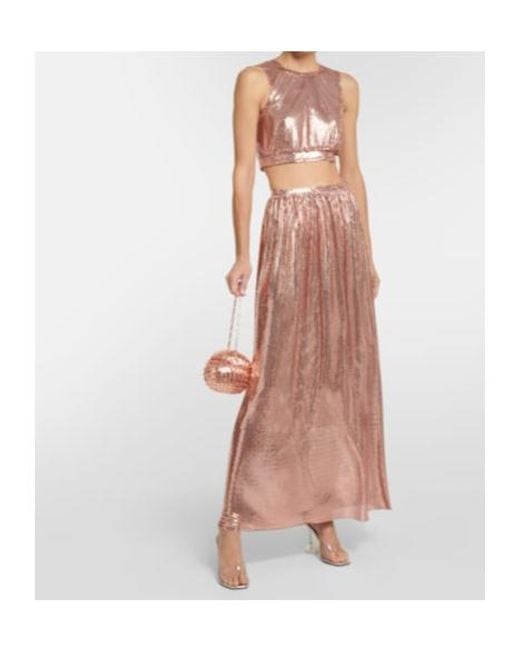 Rabanne Brown Metallic Mesh Maxi Skirt