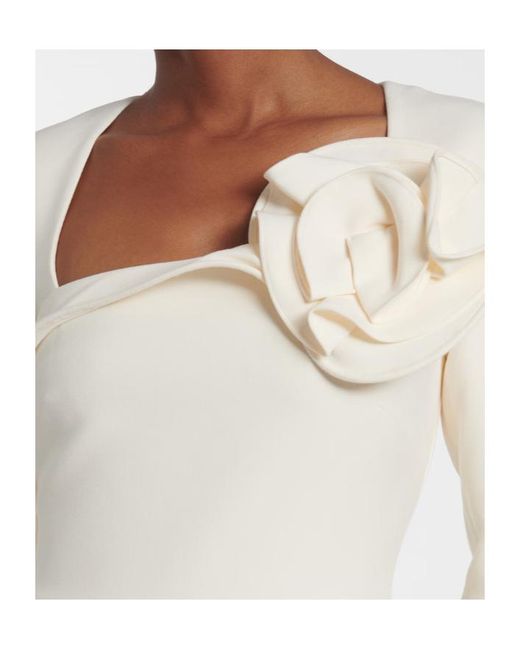 Roland Mouret White Floral-Appliqué Crêpe Midi Dress