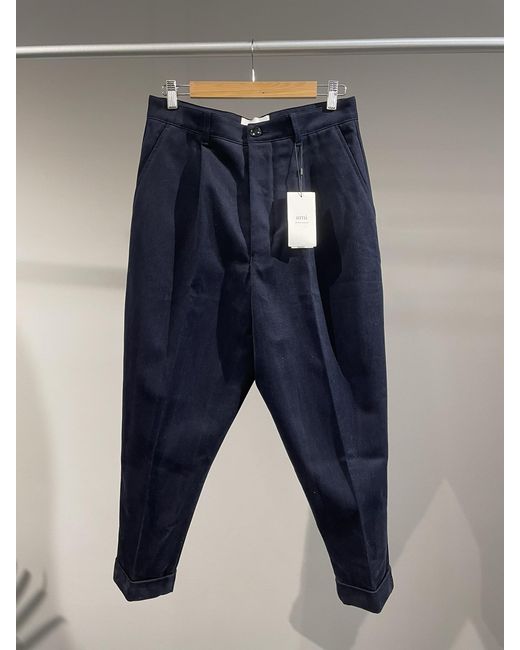 AMI Blue Casual Trousers With Belt Loop for men