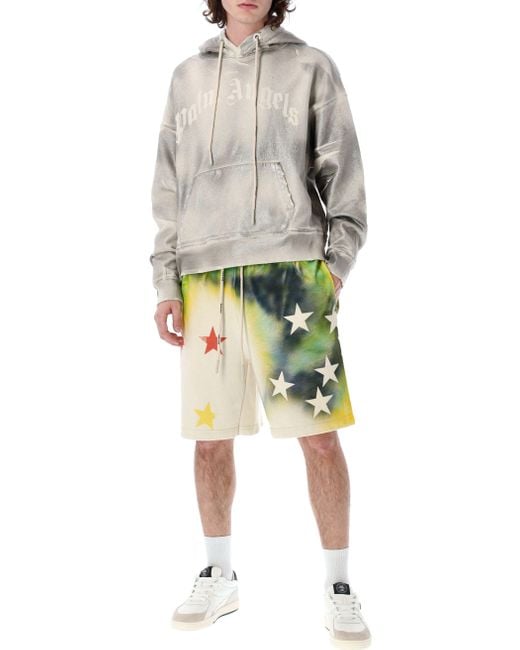Palm Angels Black Star Sprayed Drawstringtrack Shorts for men