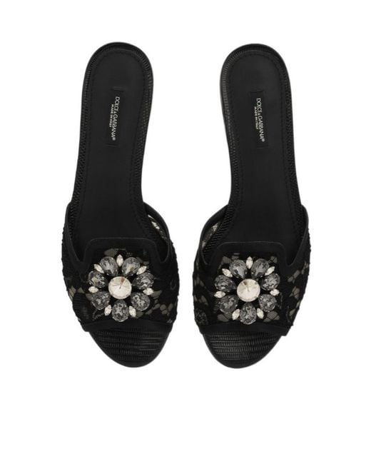 Dolce & Gabbana Black Bianca Lace Detailed Sandals