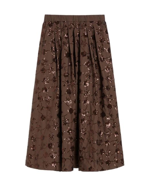 Weekend by Maxmara Brown Sequinned Cotton Skirt