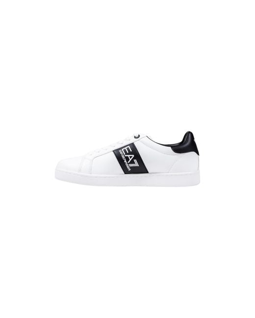 EA7 White Logo Printed Low-Top Sneakers for men