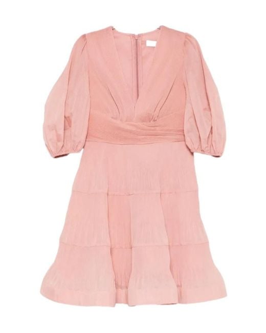 Zimmermann Pink Pleated Layered Mini Dress