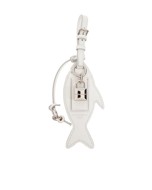 Dolce & Gabbana White Calfskin Keyring for men