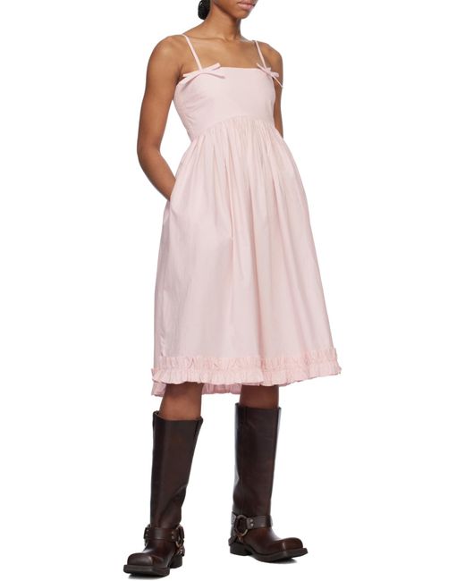 Ganni Pink Strappy Midi Dress