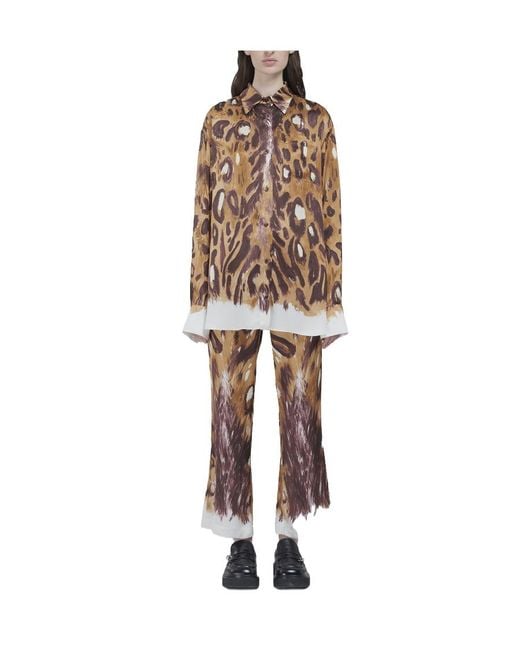 Marni Brown Graphic Printed High Waist Trousers