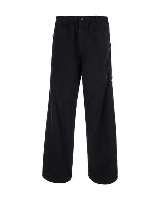 C P Company Black Cargo Casual Trousers for men