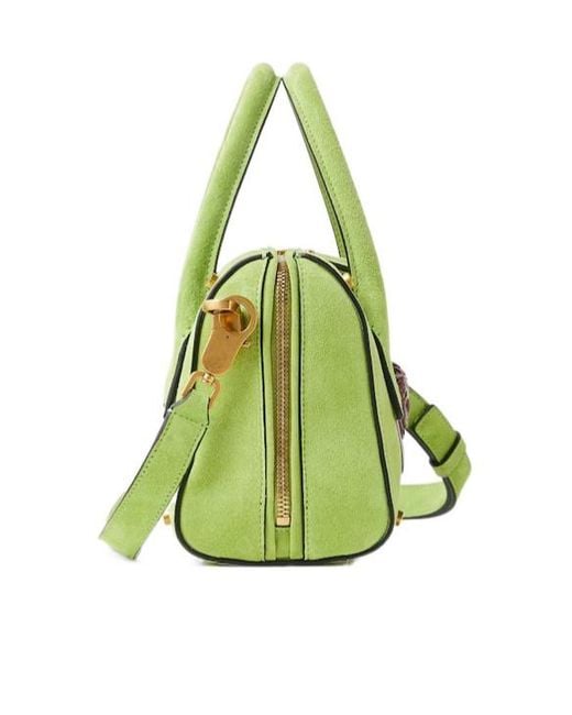 Versace Green Small Medusa Head Suede Tote Bag