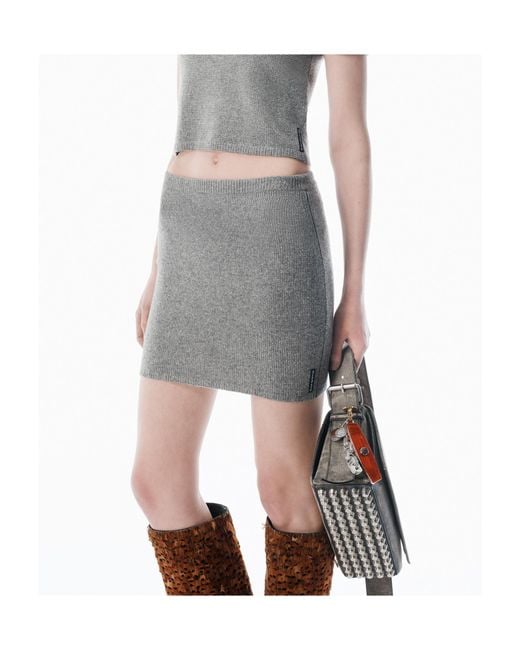 Alexander Wang Gray Wool-Blend Hotfix Miniskirt