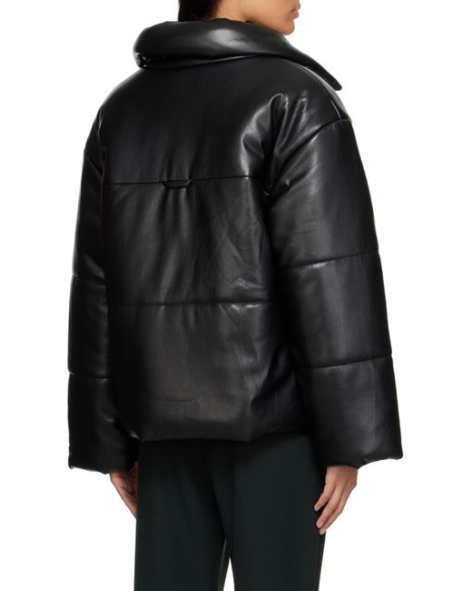 Nanushka Black Hide High-Neck Puffer Jacket