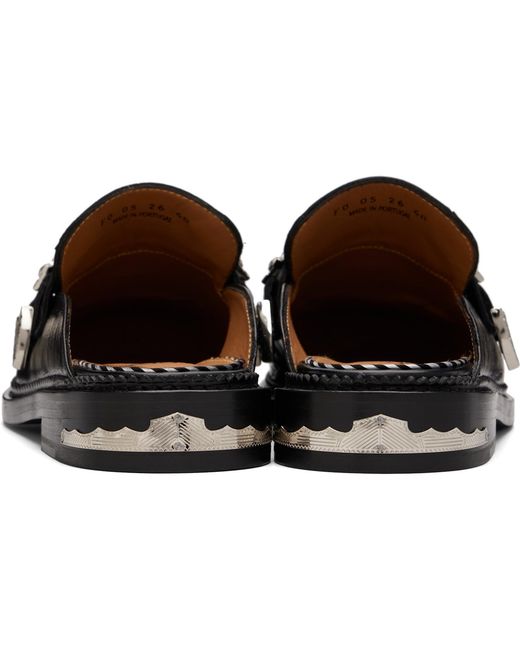 Toga Virilis Black Crocodile-Embossed Mules for men